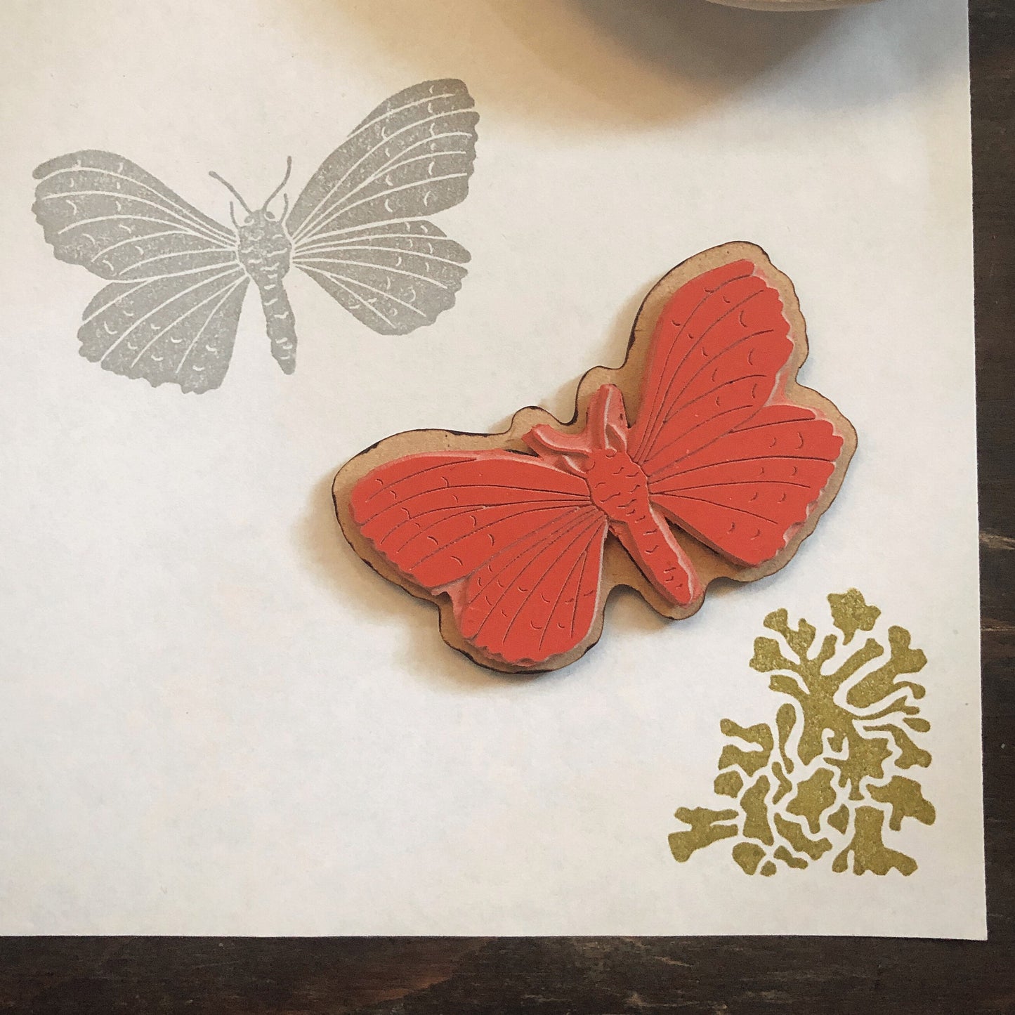 Emerald Moth Rubber Stamp