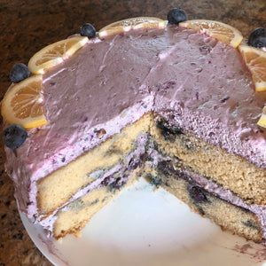 Blueberry Lemon Almond Cake with Blueberry Cream Cheese Frosting