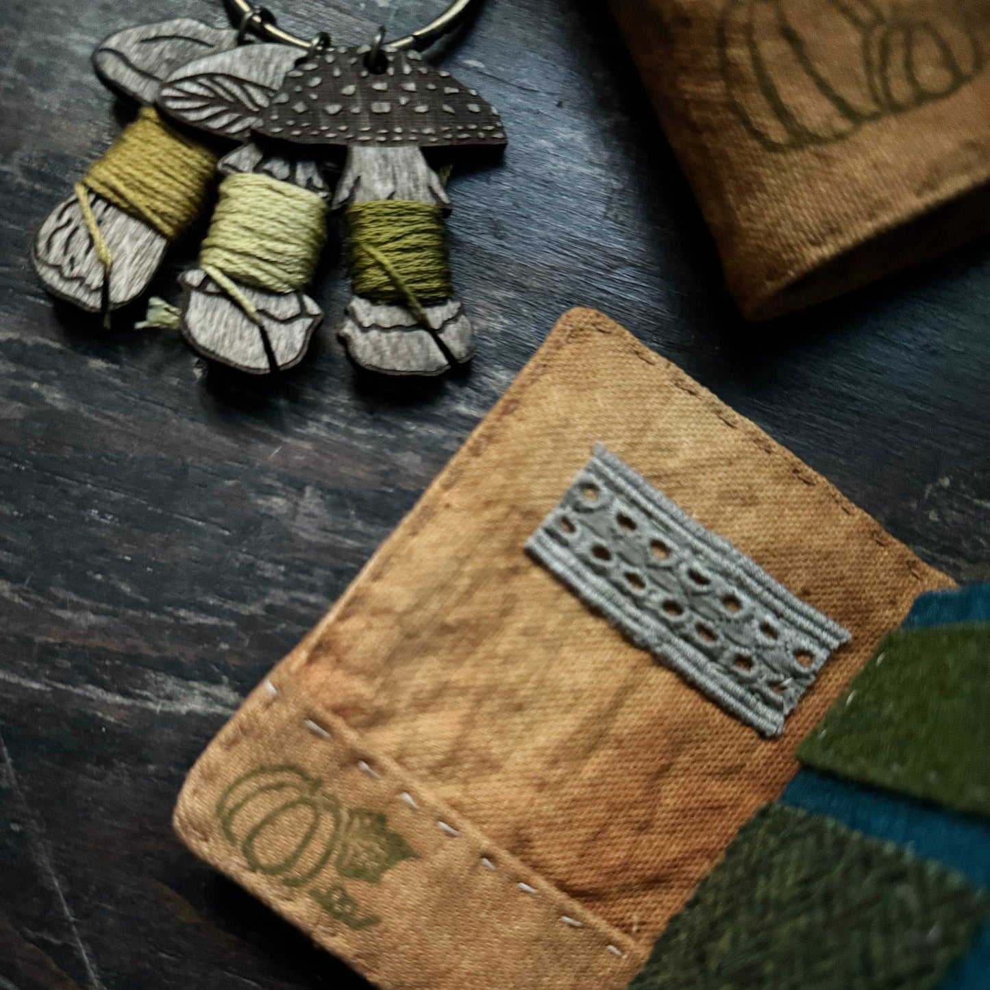 Pumpkin Needle Book turquoise pages